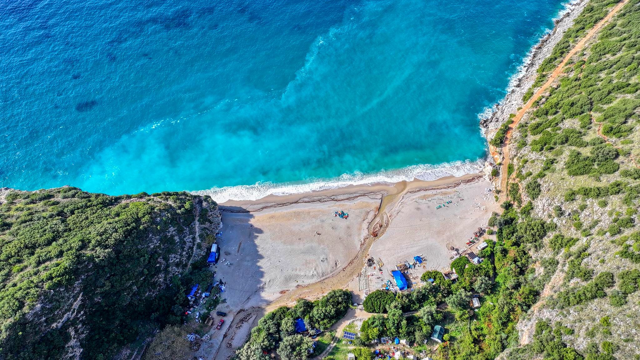A beach with no road leading to it